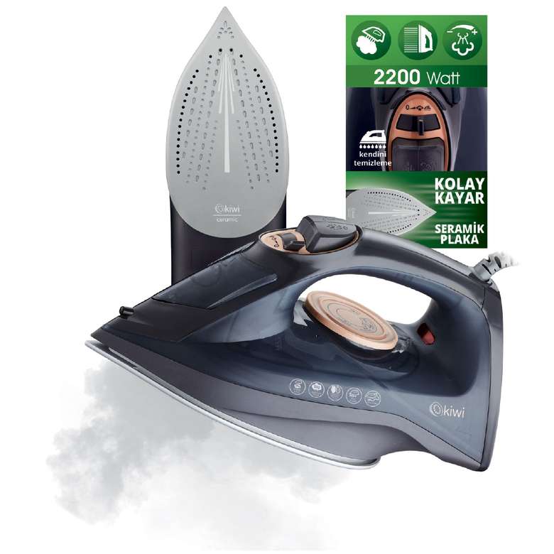KIWI SERAMIK TABANLI BUHARLI ÜTÜ 2200W *4