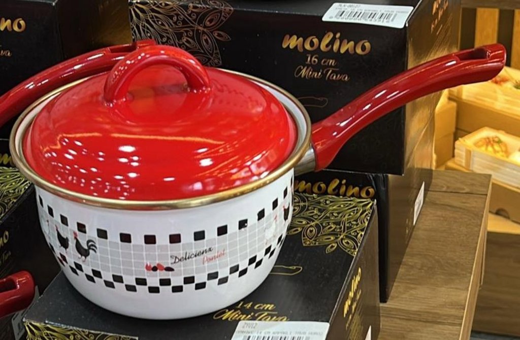 MOLINO EMAYE 14 CM KAPAKLI TAVA HOROZ *48
