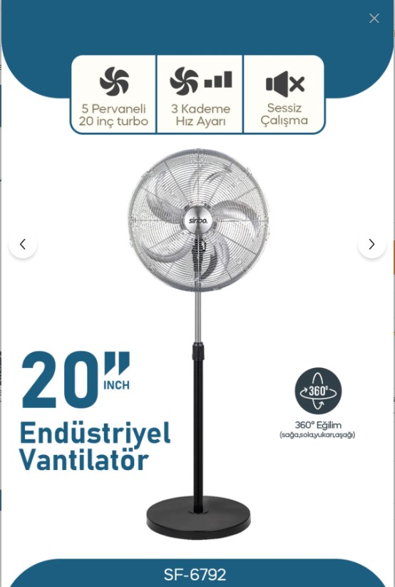 SINBO 20 INÇ AYAKLI VANTILATÖR