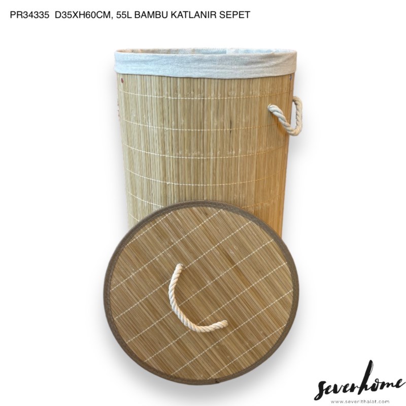SEVER D35XH60CM, 55L. BAMBU KATLANIR SEPET *12