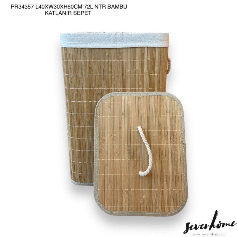 SEVER L40XW30XH60CM 72 L. BAMBU KATLANIR SEPET *8
