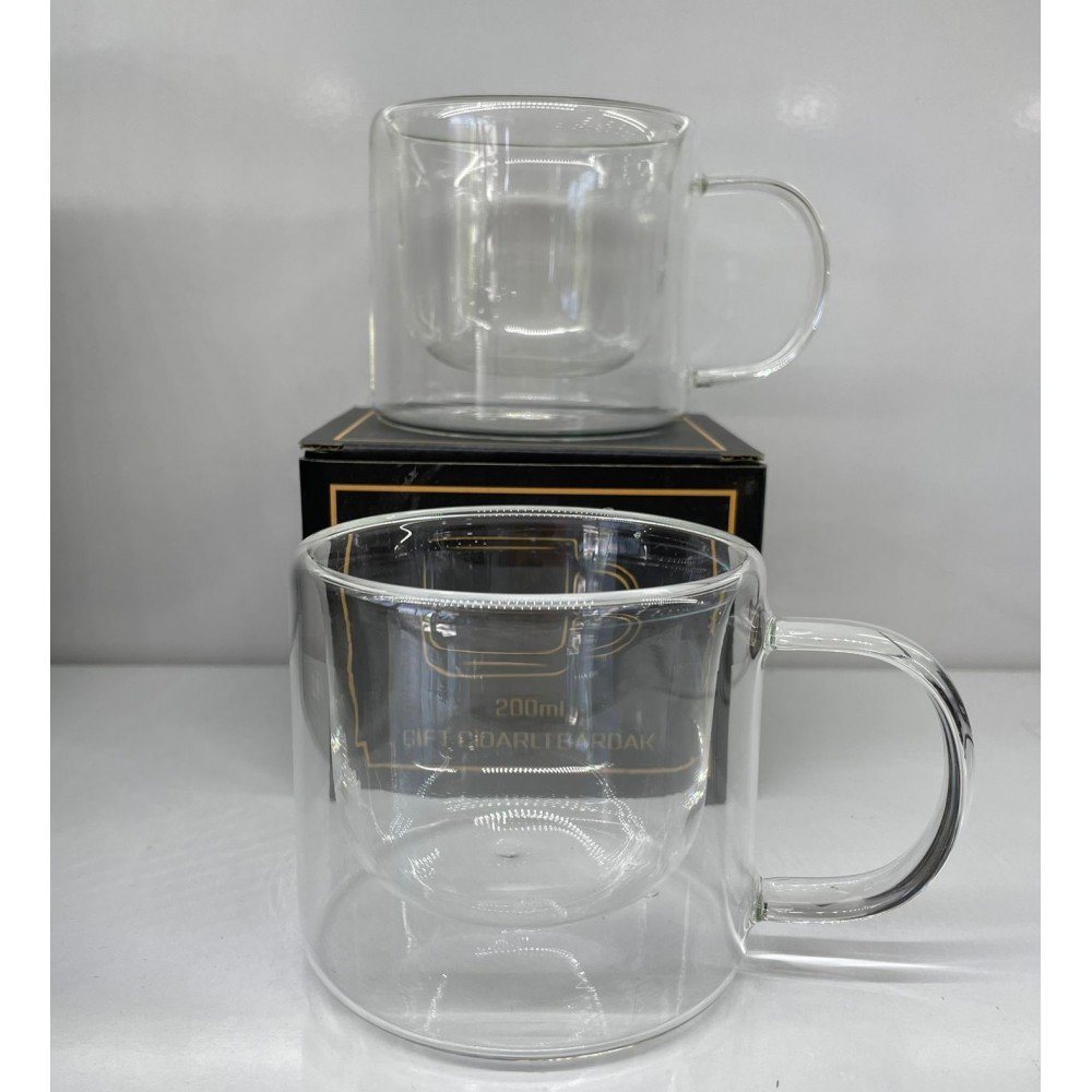 YAKUT ÇIFT CIDARLI KULPLU BARDAK 200 ML. *36
