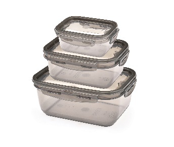 FÜME KAPAKLI KI·LI·TLI· SAKLAMA KABI 3'LÜ SET - EL