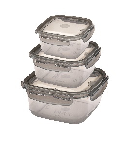 FÜME - KARE KAPAKLI KI·LI·TLI· SAKLAMA KABI 3'LÜ S