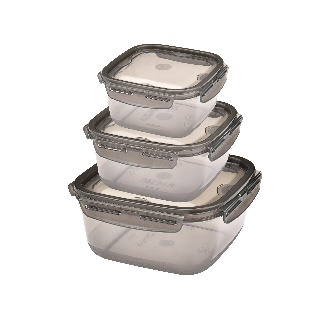 FÜME - KARE KAPAKLI KI·LI·TLI· SAKLAMA KABI 3'LÜ S