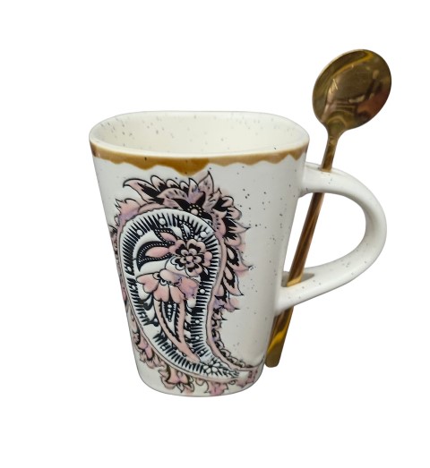 TUTKU PORSELEN KASIKLI DESENLI KUPA 280ML*SPH-3034