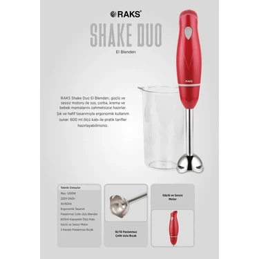 RAKS SHAKE DUO EL BLENDER SETI *10